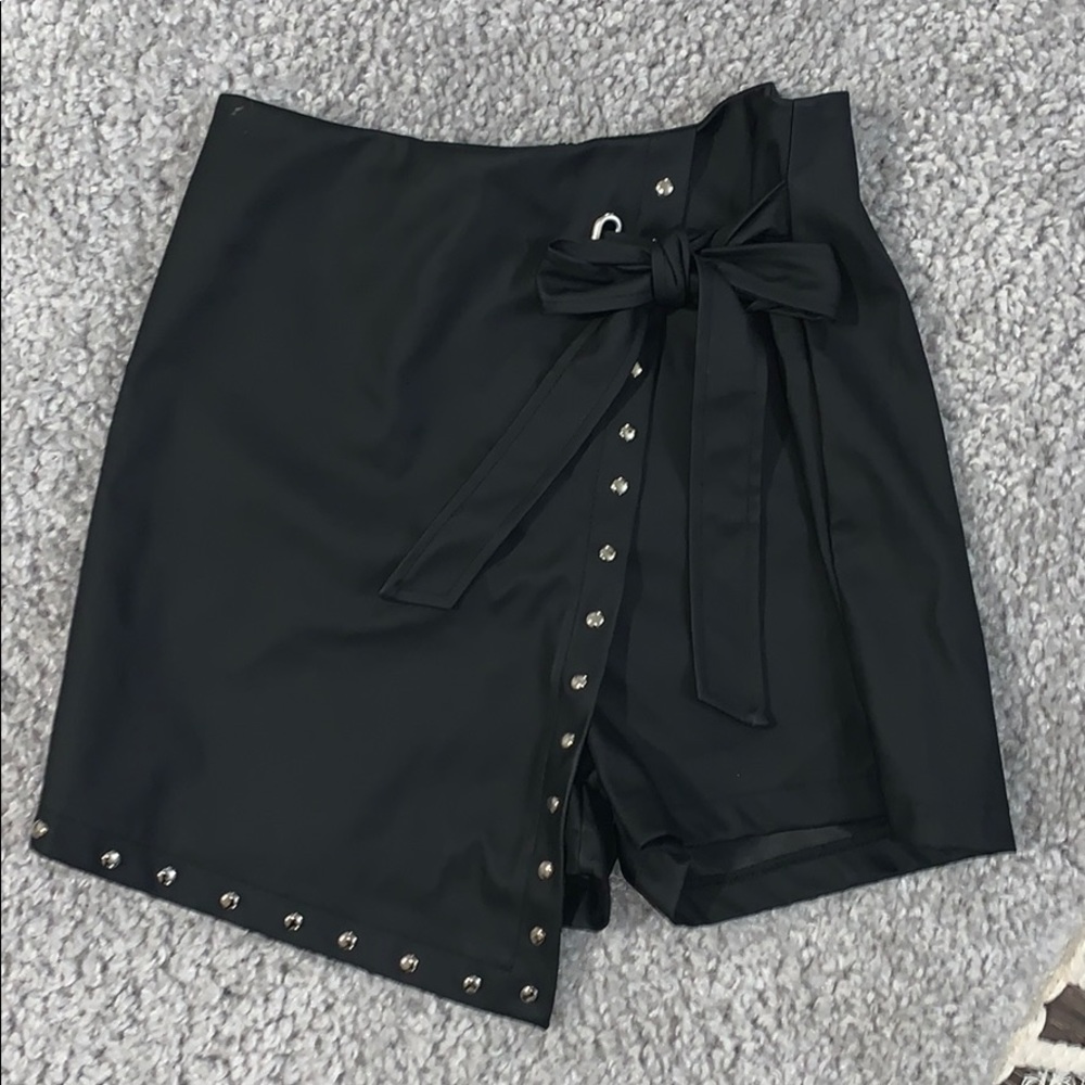 Black leather shorts